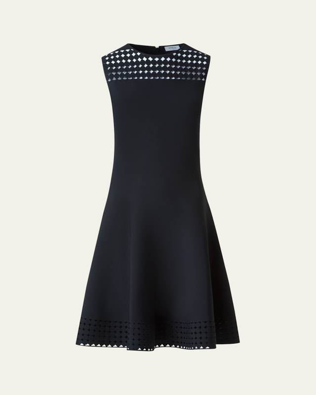 Dot Lace Sleeveless A-line Knit Dress